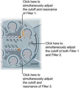 Figure. Filter parameters, showing chain icons between parameters and filters which allow simultaneous control of multiple parameters.