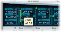 Figure. Via range, shown between the maximum and minimum Intensty slider positions.