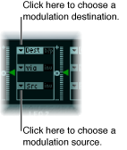 Figure. Dest and Src pop-up menus.