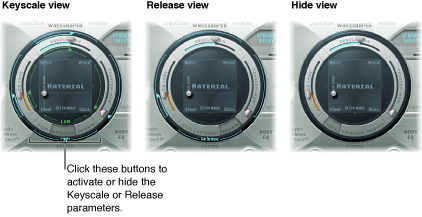 Figure. Keyscale, Release, and Hide view buttons.