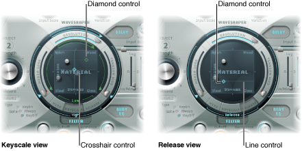 Figure. Material Pad showing Keyscale and Release parameters.