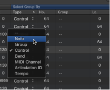 Figure. Select Group By pop-up menu.