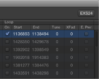 Figure. Instrument Editor showing Loop column.