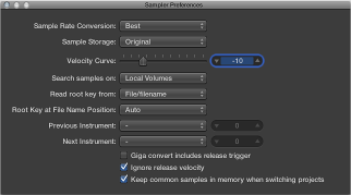 Figure. Sampler Preferences window.