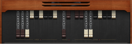 Figure. Vintage B3 Drawbar controls.