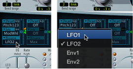 Figure. Modulation Source pop-up menu.