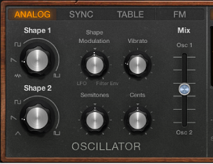 Figure. Retro Synth Analog oscillator parameters.