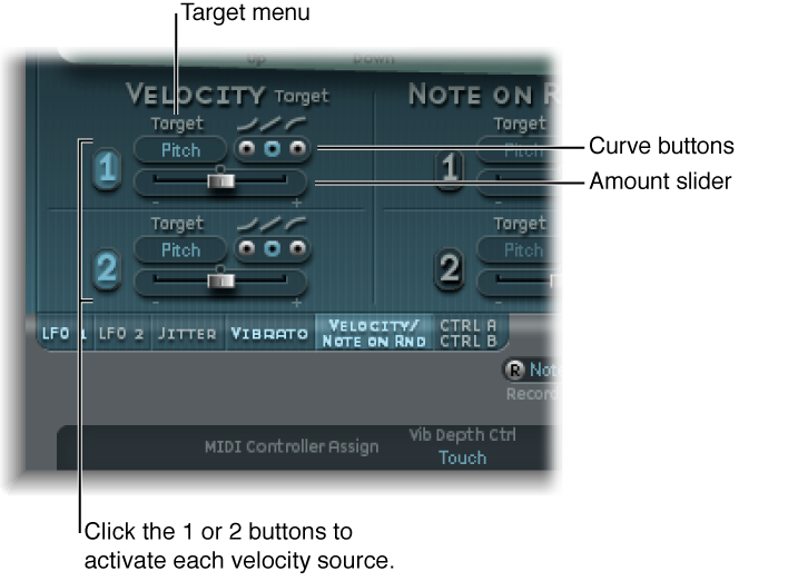 Figure. Velocity (modulation) paameters.