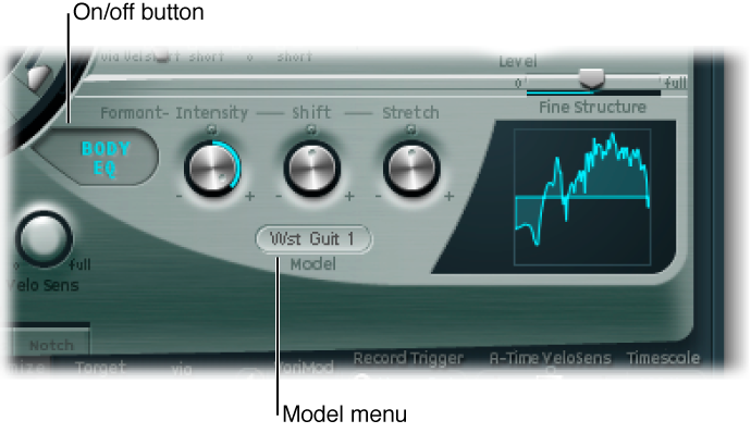 Figure. Body EQ On/Off and Model parameters.