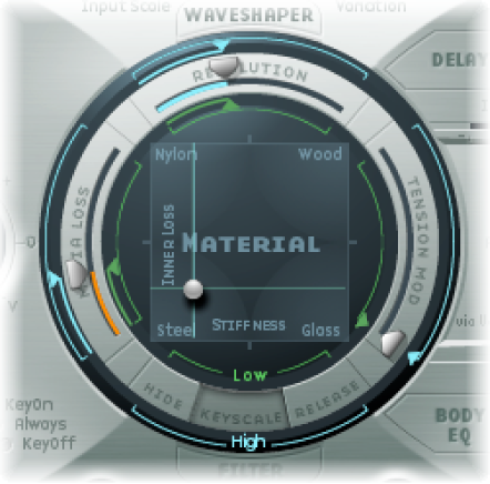 Figure. Material Pad, showing keyscale and resolution parameters.