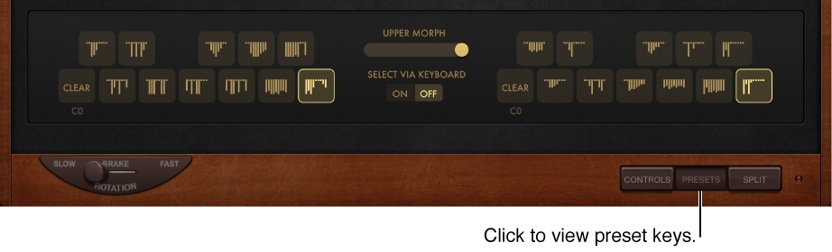 Figure. Vintage B3 Preset keys.