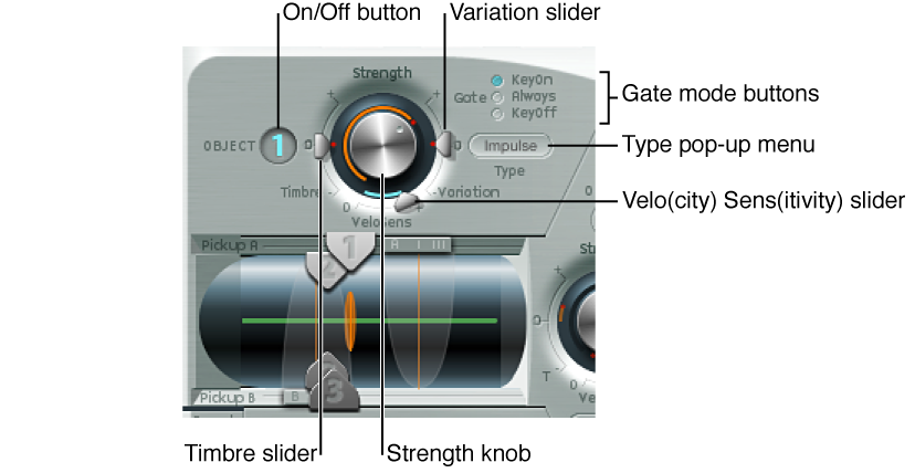Figure. Object parameters showing Type menu.