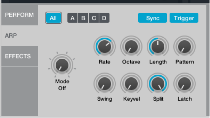 Figure. Basic arpeggiator parameters.