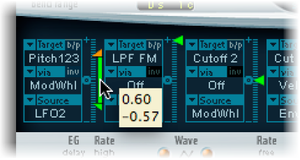 Figure. Via range, shown between the maximum and minimum Intensty slider positions.