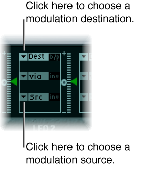 Figure. Dest and Src pop-up menus.