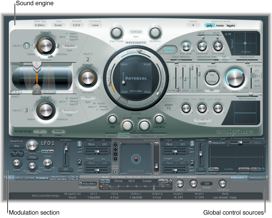 Figure. Sculpture window showing main interface areas.