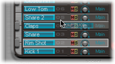Figure. Assignment section, showing a sound name being dragged.
