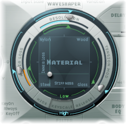 Figure. Material Pad, showing keyscale parameters.