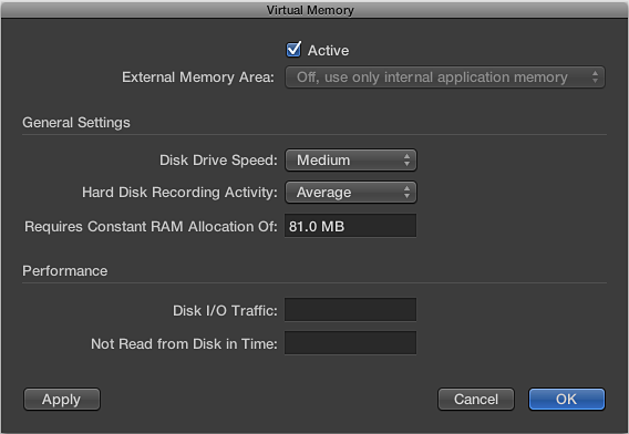 Figure. Virtual Memory window.