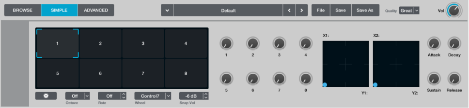 Figure. Simple view, showing Name bar and Perform section.