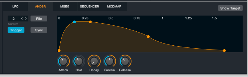 Figure. AHDSR envelope control panel.