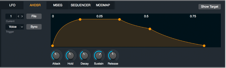 Figure. AHDSR envelope control panel.