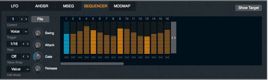 Figure. Modulation sequencer control panel.