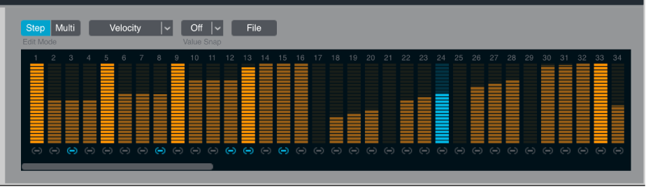 Figure. Arpeggiator step mode controls.