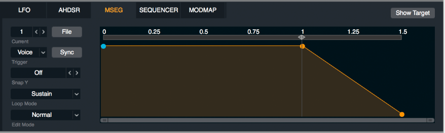 図。マルチ・セグメント・エンベロープ・ジェネレータのコントロールパネル。
