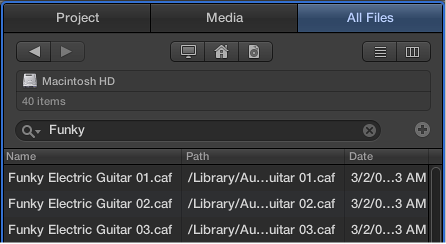 Figure. Search field in the All Files Browser.