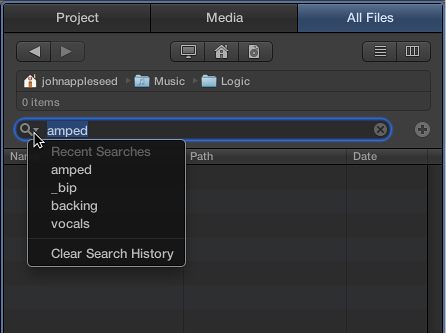 Figure. The magnifying glass pop-up menu in the All Files Browser.