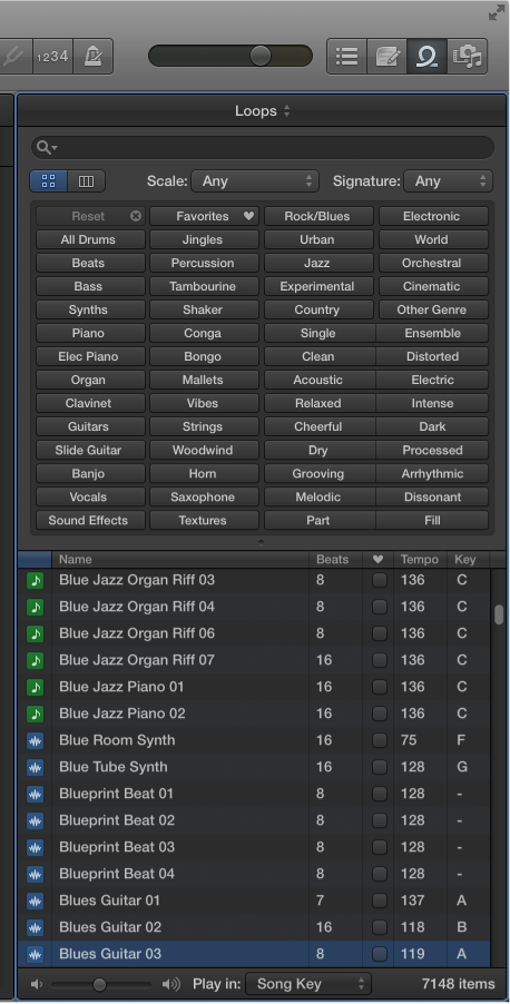Figure. Loop Browser in Button view.