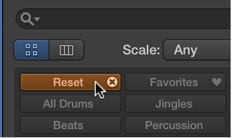 Figure. Reset button in the Loop Browser.