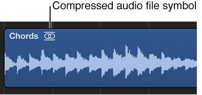 Figure. Audio region showing compressed audio file symbol to the right of the region name.