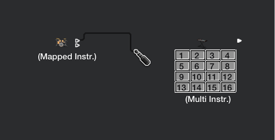 Figure. Connecting a cable between two objects.
