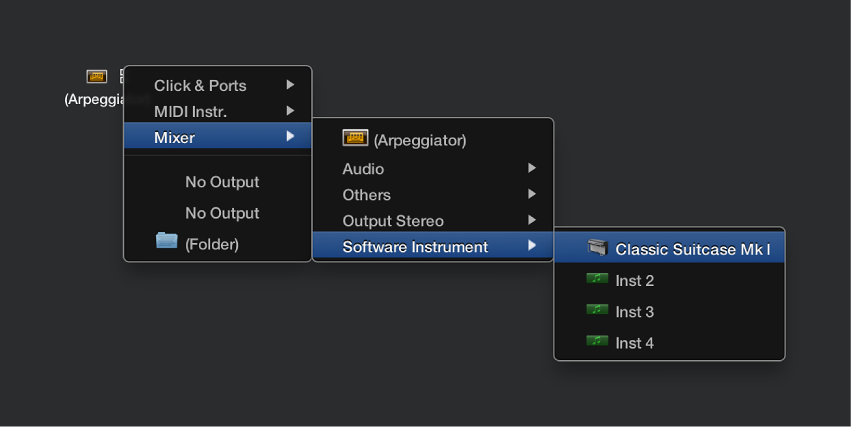 Figure. Choosing a destination object from the Reassign Track shortcut menu in the Environment window.