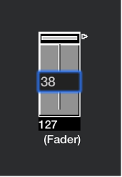 Figure. Showing how to input a number on a fader object.
