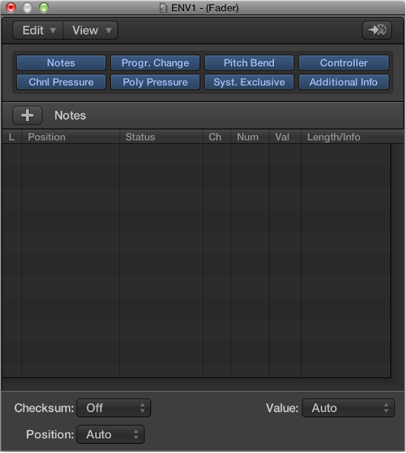 Figure. SysEx Fader Editor window.