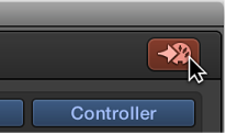 Figure. Turning on the MIDI In button in the SysEx Fader Editor window.
