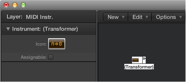 Figure. Environment window showing a transformer object and its inspector.