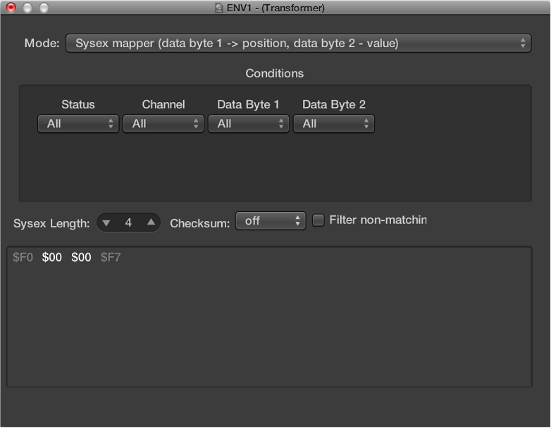 Figure. SysEx mapper in the Transformer window.
