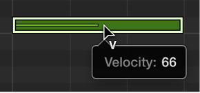 Figure. Piano Roll Editor showing Velocity tool over note event.