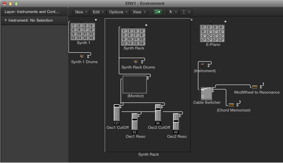 Figure. Environment window showing a variety of objects.