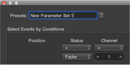 Figure. Entering a transform set name in the Presets menu.