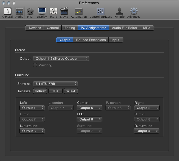 Figure. Output preferences.