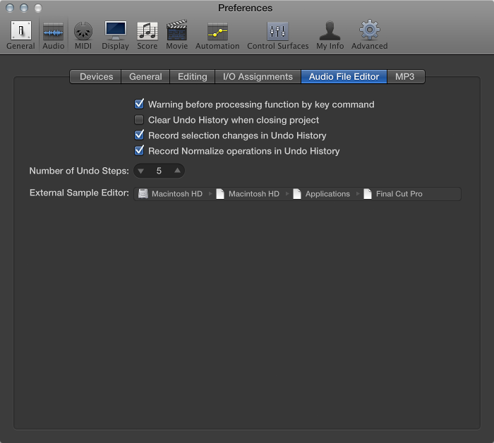 Figure. Sample Editor preferences.