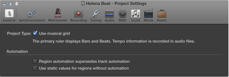 Figure. General settings.