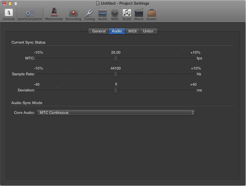 Figure. Audio Synchronization settings.