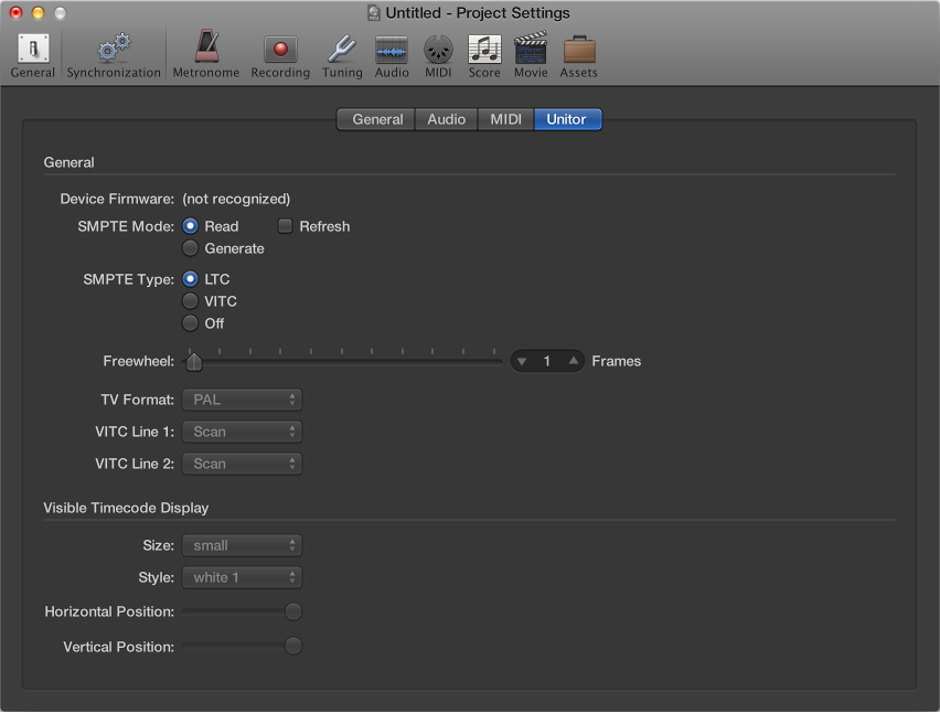 Figure. Unitor Synchronization settings.