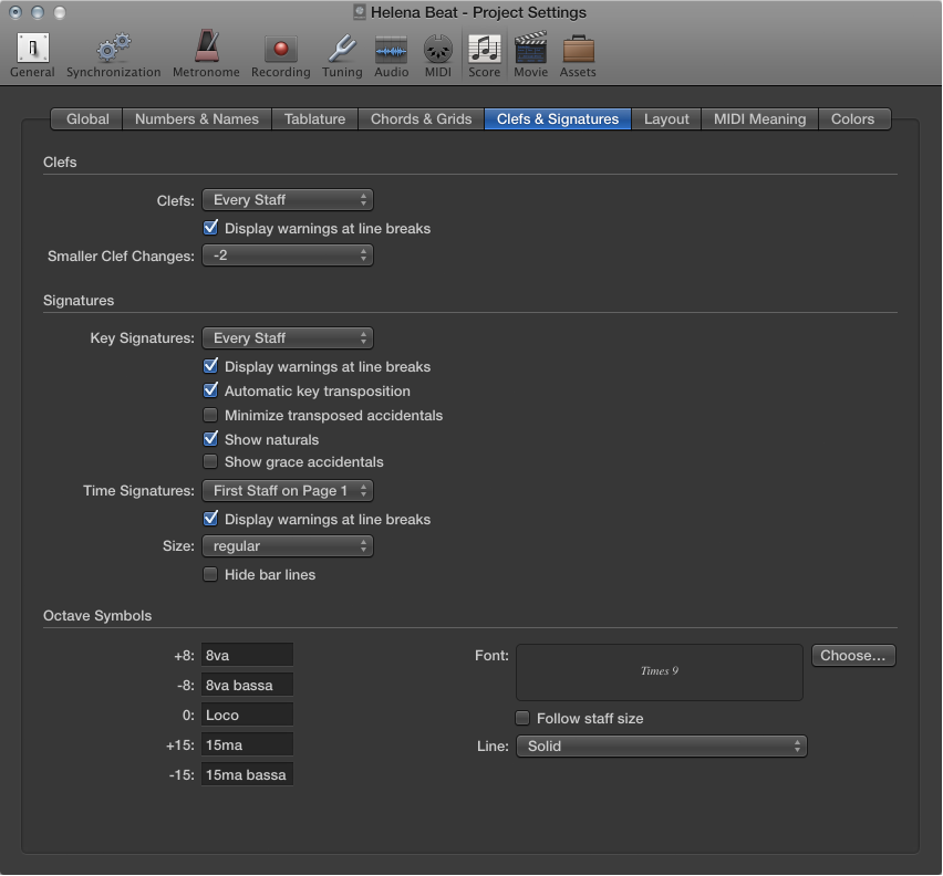 Figure. Score Layout settings.
